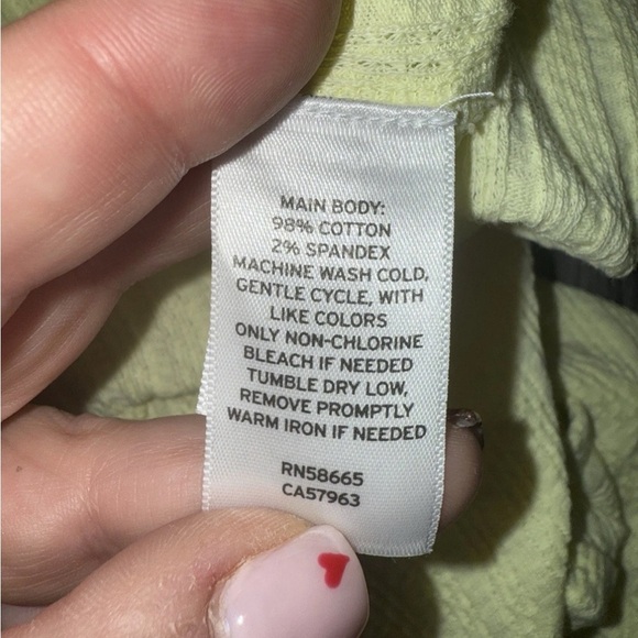 BP Women’s Top Size XS Yellow Lemonade Pointelle Rib Short Sleeve Henley Crop - Picture 7 of 8